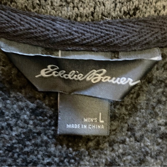 Eddie Bauer Mens Size Large 1/4 Button Pullover. Grey and Black Heather Sweater - Picture 3 of 3